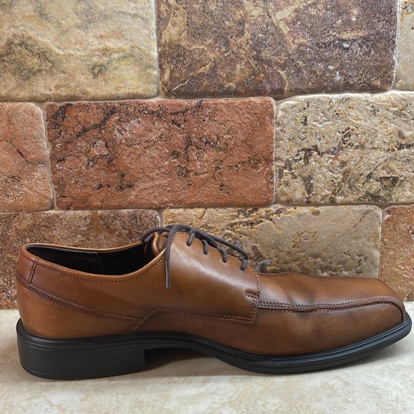 Ecco Men’s Lace Up Oxford Shoes Dress Shock Point Leather Brown Size 44/10-10.5 - Picture 8 of 16